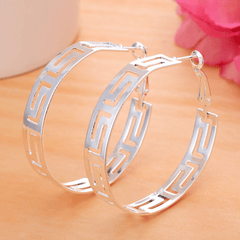 Chunky Big Hoop Earrings 925 Silver Plated Geometric Jewelry For Women Girls