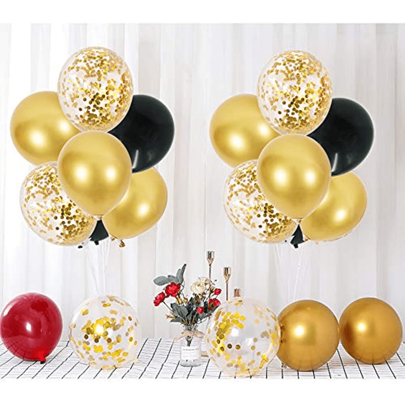 8'' Balloon Stand Set w/ Golden Confetti Balloons - Ideal for Celebrations