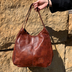 Vintage PU Hobo Bag Large Capacity Tote Bag Women's Travel Shoulder Bag
