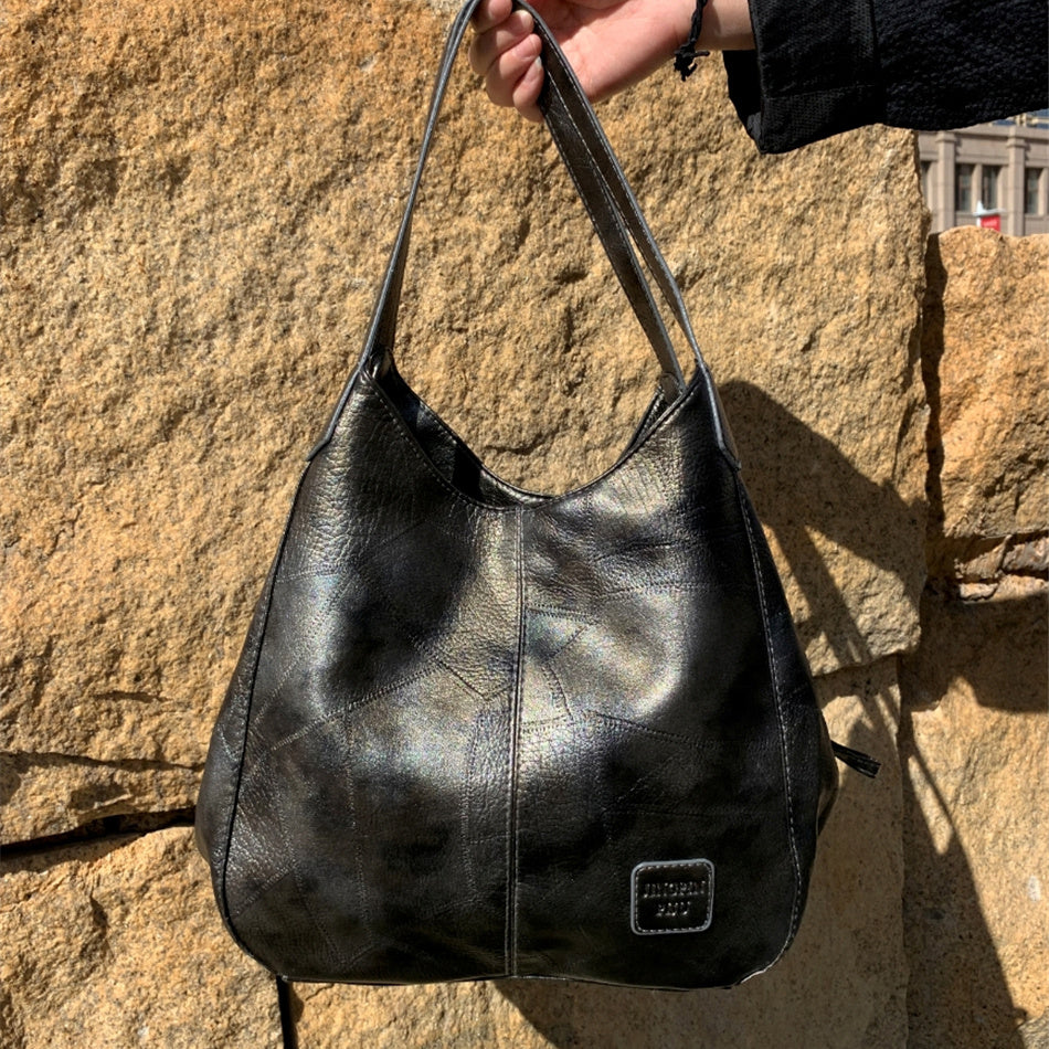 Vintage PU Hobo Bag Large Capacity Tote Bag Women's Travel Shoulder Bag