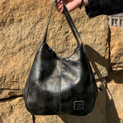 Vintage PU Hobo Bag Large Capacity Tote Bag Women's Travel Shoulder Bag