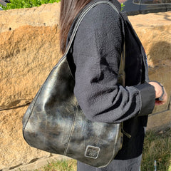 Vintage PU Hobo Bag Large Capacity Tote Bag Women's Travel Shoulder Bag