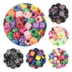 Colorful Expression Square Beads for Children's Bracelet DIY Jewelry