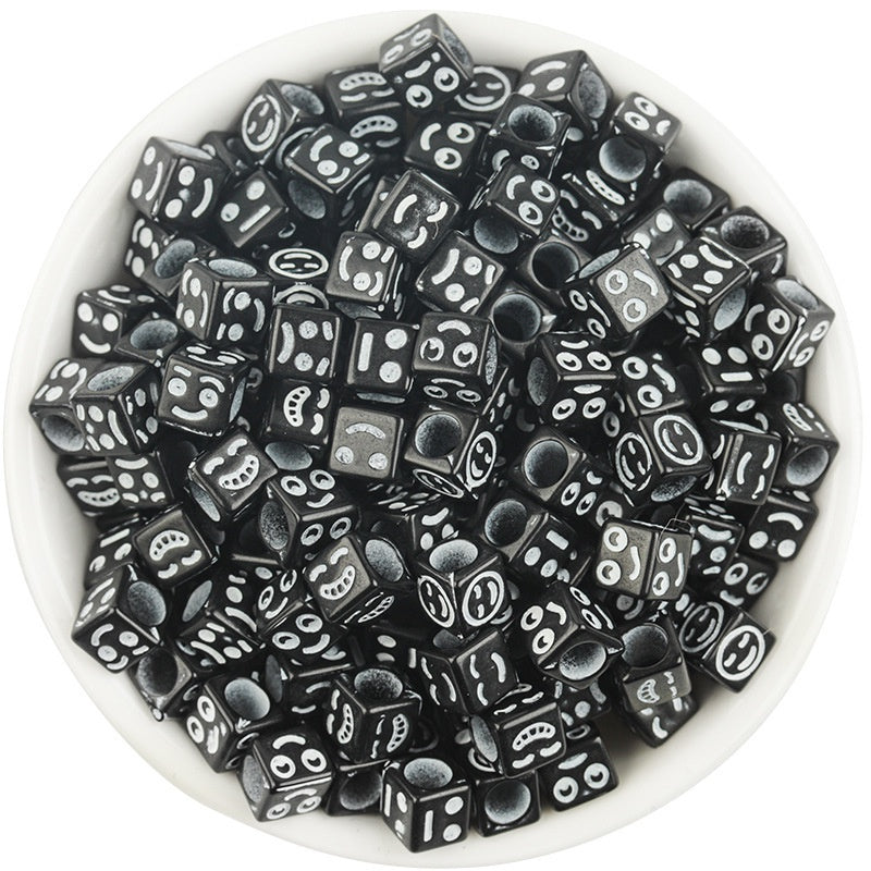 Colorful Expression Square Beads for Children's Bracelet DIY Jewelry