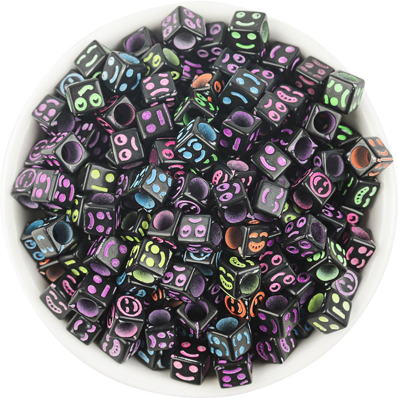 Colorful Expression Square Beads for Children's Bracelet DIY Jewelry