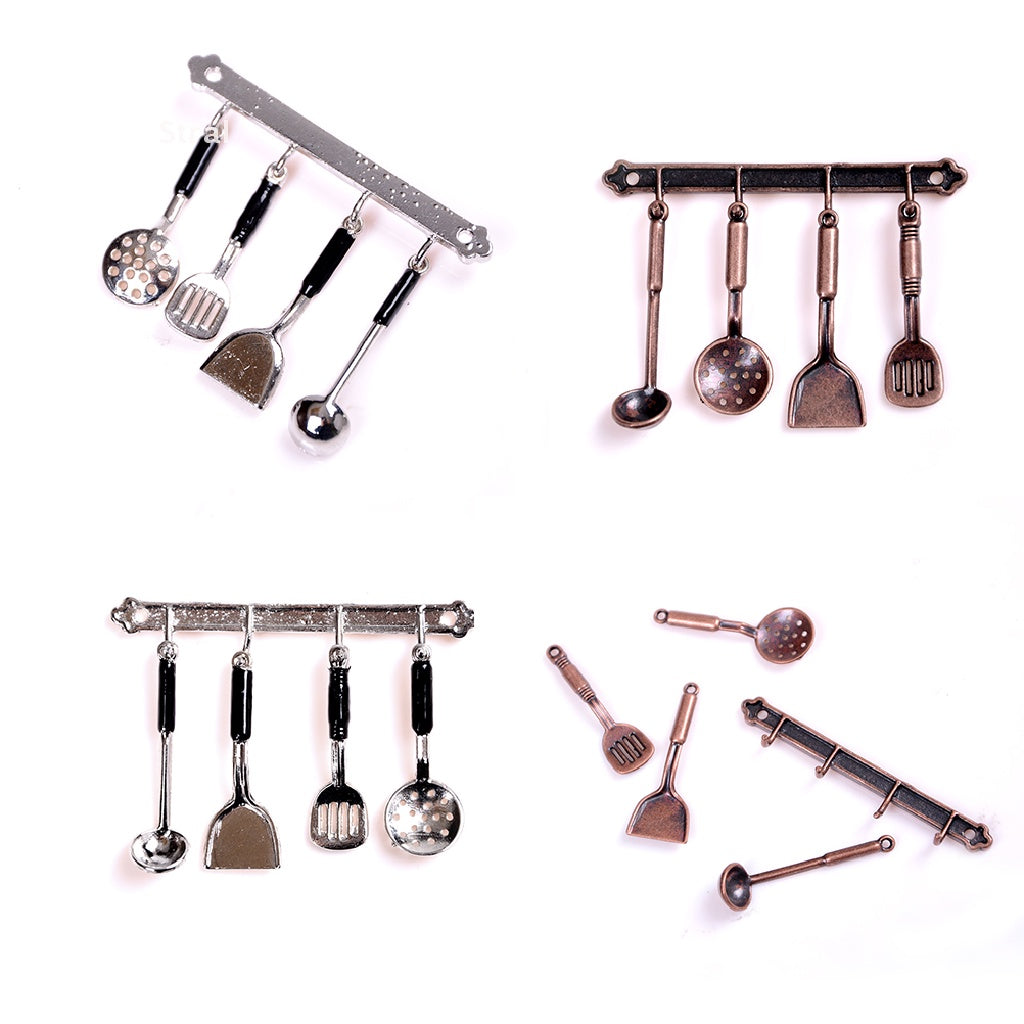 5pcs 1:12 Doll House Metal Kitchenware Cook Set