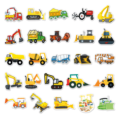50pcs Engineering Vehicles Stickers Laptop Scrapbook Skateboard Decor