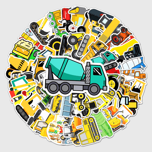 50pcs Engineering Vehicles Stickers Laptop Scrapbook Skateboard Decor