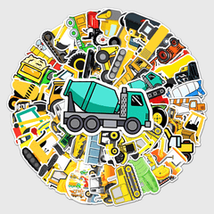 50pcs Engineering Vehicles Stickers Laptop Scrapbook Skateboard Decor