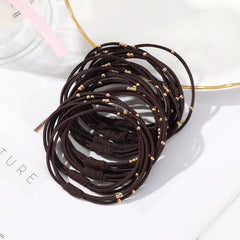10PCS Women Elastic Hair Bands Headbands Gold Beads Scrunchies Hair Tie