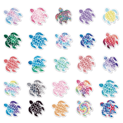 50 Turtle Doodle Stickers for Water Bottles Laptops Phones