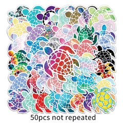 50 Turtle Doodle Stickers for Water Bottles Laptops Phones