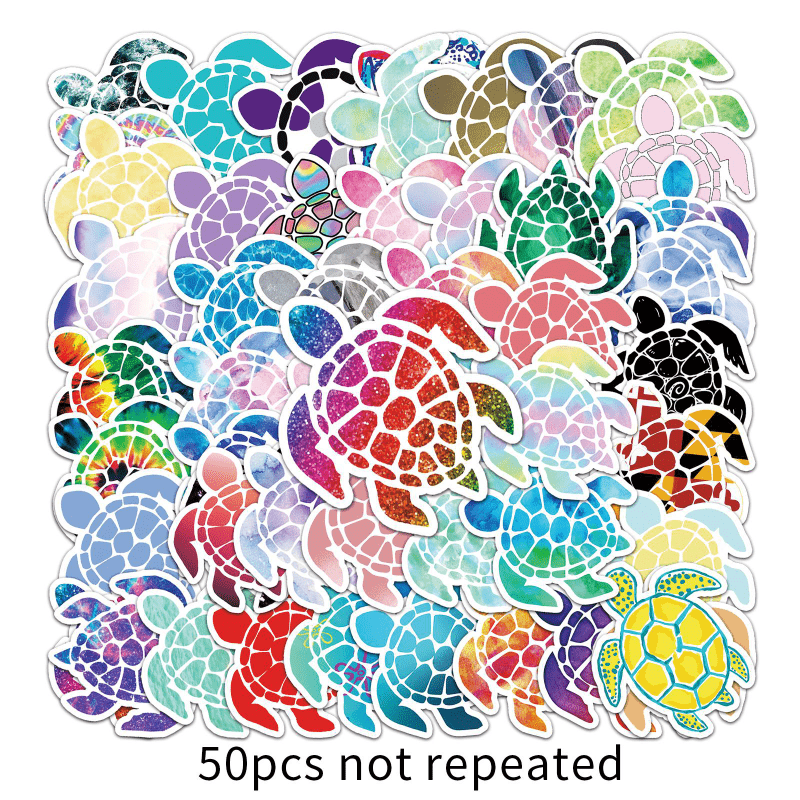 50 Turtle Doodle Stickers for Water Bottles Laptops Phones