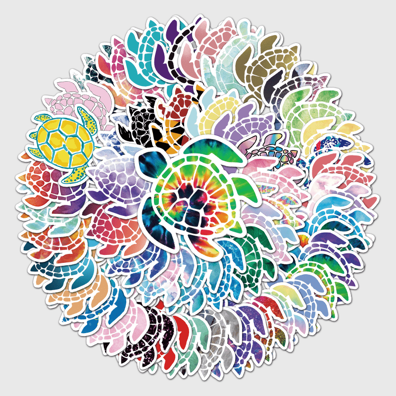 50 Turtle Doodle Stickers for Water Bottles Laptops Phones