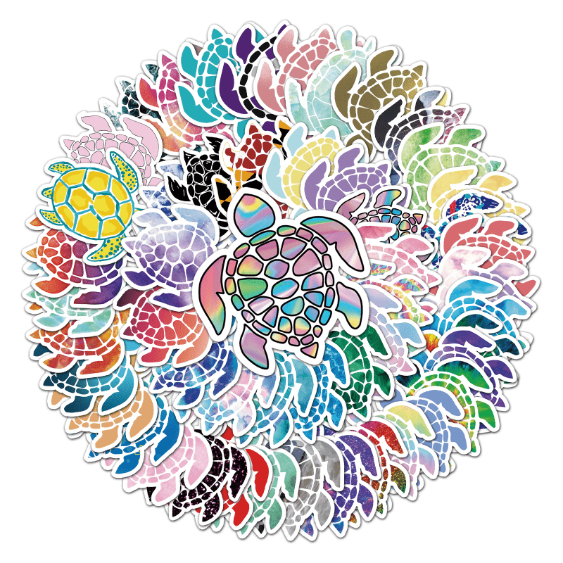 50 Turtle Doodle Stickers for Water Bottles Laptops Phones