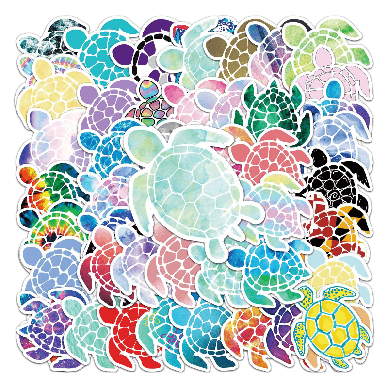 50 Turtle Doodle Stickers for Water Bottles Laptops Phones