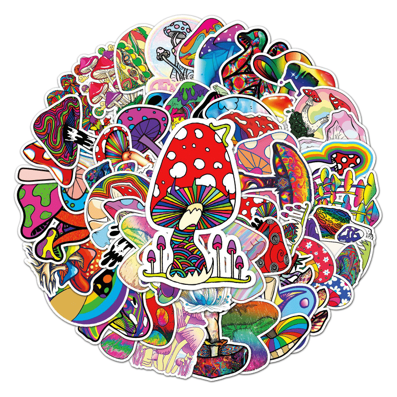 50pcs Mushroom Doodle Stickers Waterproof Decorative Graffiti Doodle Stickers