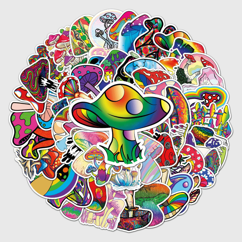 50pcs Mushroom Doodle Stickers Waterproof Decorative Graffiti Doodle Stickers