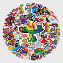 50pcs Mushroom Doodle Stickers Waterproof Decorative Graffiti Doodle Stickers
