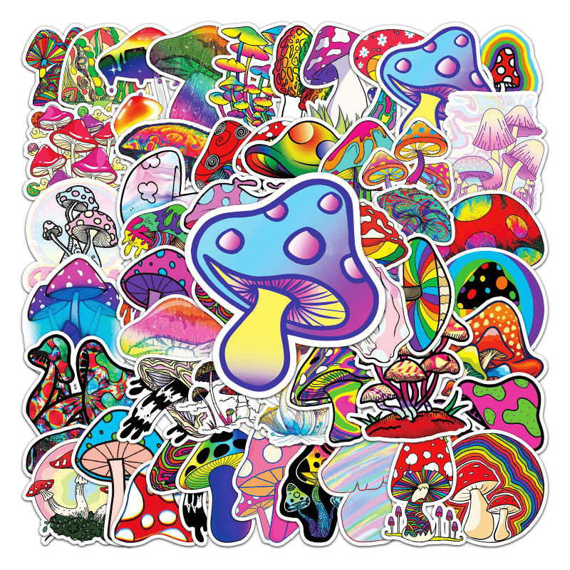 50pcs Mushroom Doodle Stickers Waterproof Decorative Graffiti Doodle Stickers