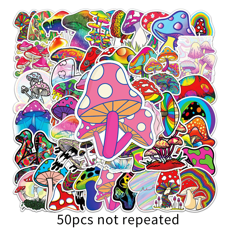 50pcs Mushroom Doodle Stickers Waterproof Decorative Graffiti Doodle Stickers
