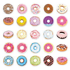 50pcs Doughnuts Waterproof Doodle Stickers for Decoration