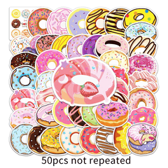 50pcs Doughnuts Waterproof Doodle Stickers for Decoration