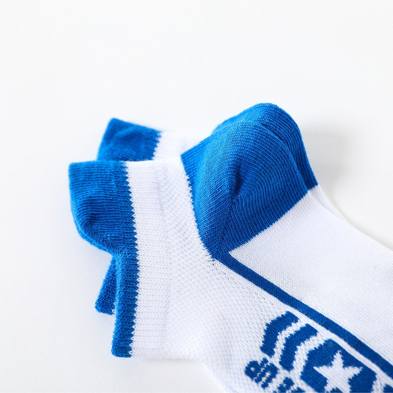 5 Pairs Baby Boys Block Letter Ankle Socks Thin Mesh Breathable Kids Socks