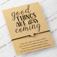 Adjustable Clover String Bracelet With Personality Card