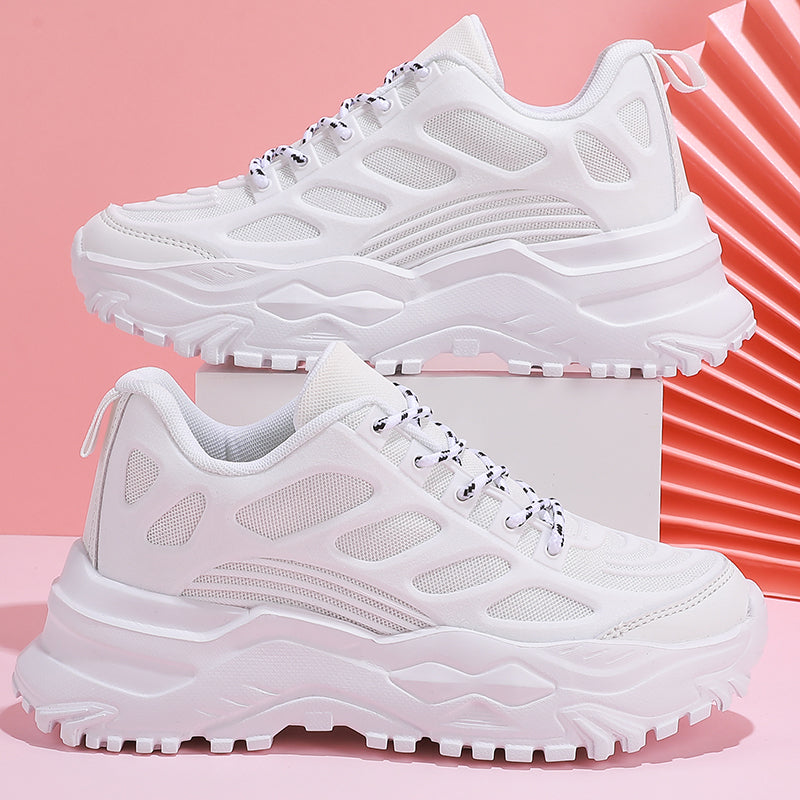 Knit Casual Sports Sneakers Thick Sole Running Shoes Women's Footwear