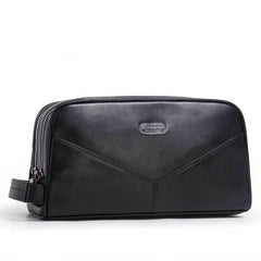 Men's Leather Travel Clutch Bag Briefcase Toiletry Bag