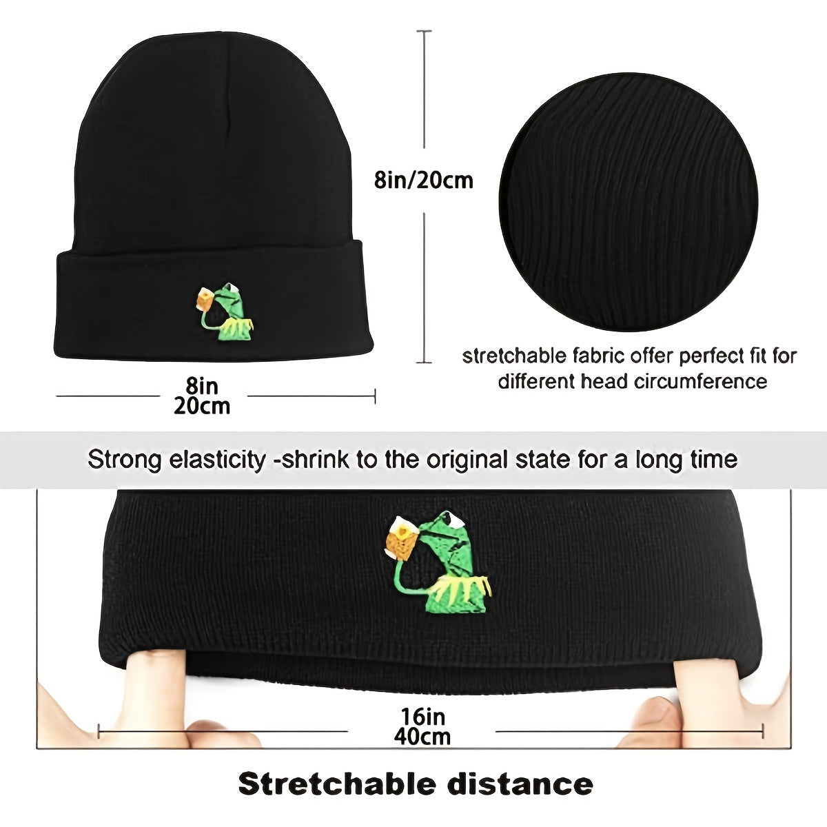 Winter Frog Tea Beanie Warm Knitted Hat Unisex