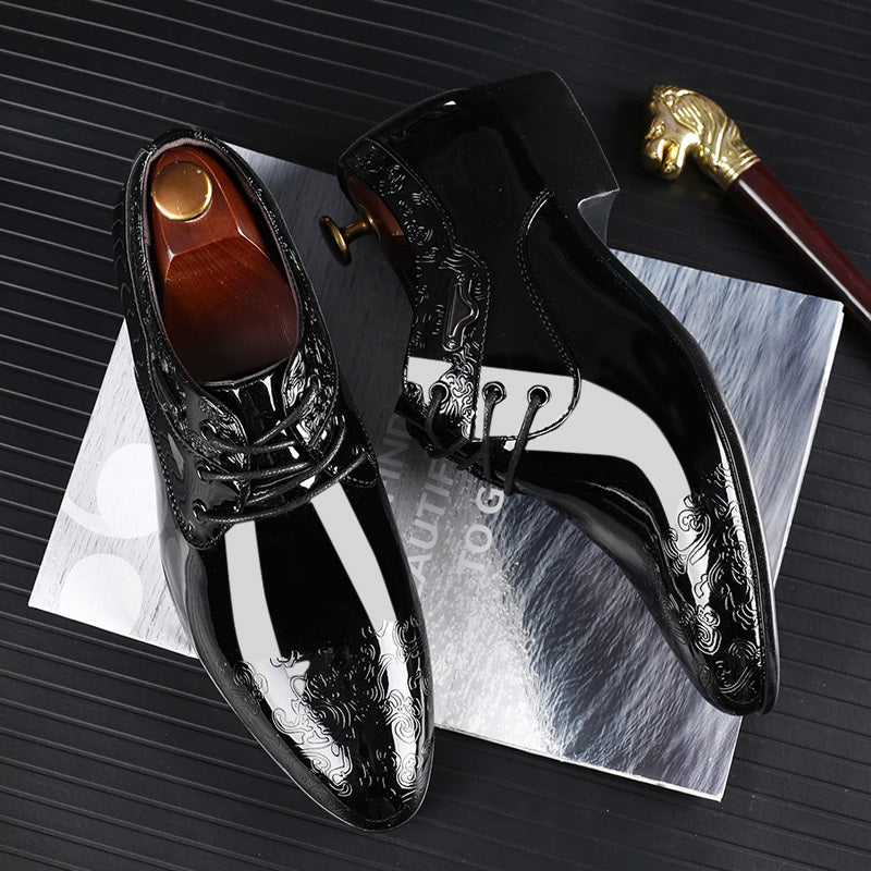 Men's Carved Pointed Toe Oxford Derby Formal Dress Shoes