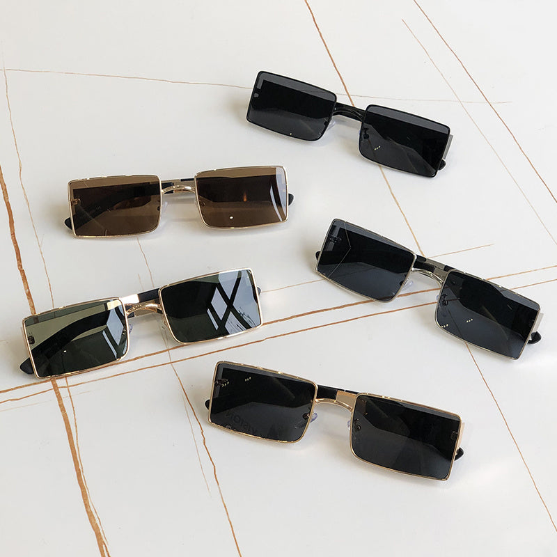Golden Frame Gradient Metal Sunglasses Vintage Rectangle Sunglasses