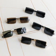 Golden Frame Gradient Metal Sunglasses Vintage Rectangle Sunglasses