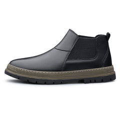 Men's Chelsea Leather Boots Round Toe Ankle Boots