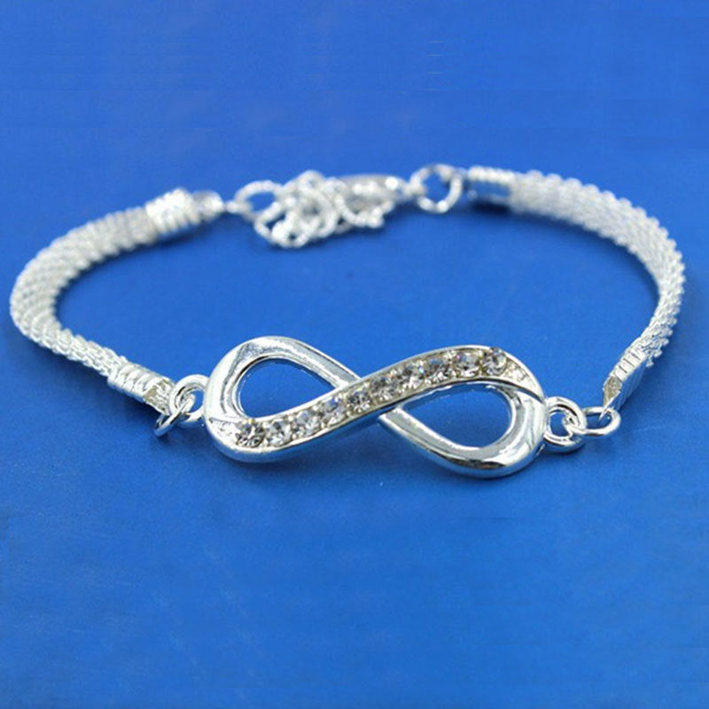 Rhinestone Infinity Bracelet 8 Number Pendant Couple Bracelets