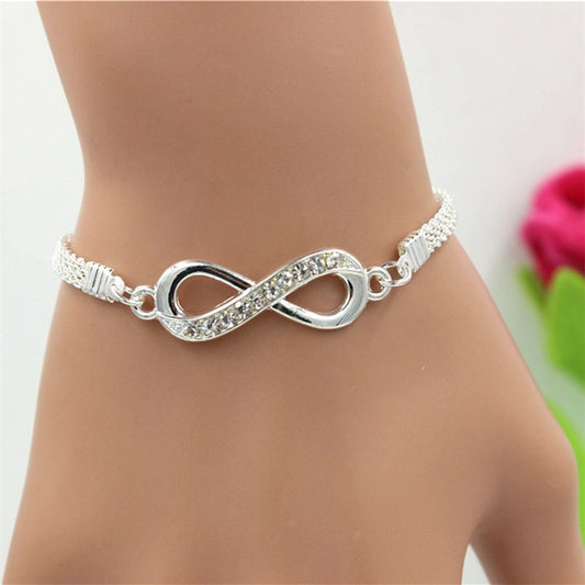 Rhinestone Infinity Bracelet 8 Number Pendant Couple Bracelets