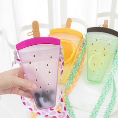 Fruits Popsicle Water Bottle with Shoulder Strap