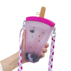 Fruits Popsicle Water Bottle with Shoulder Strap