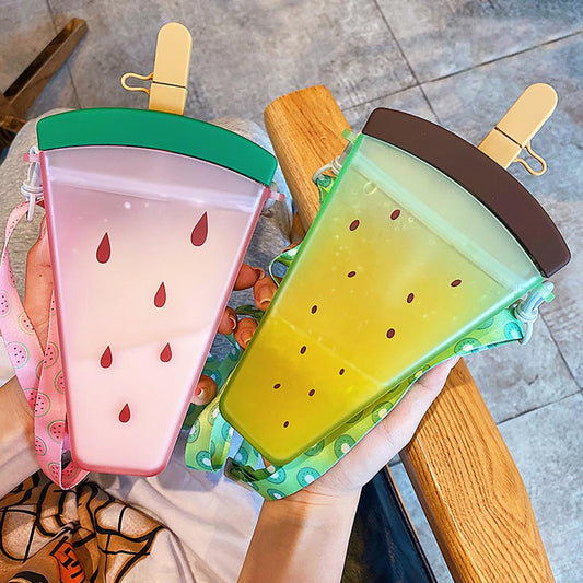 Fruits Popsicle Water Bottle with Shoulder Strap