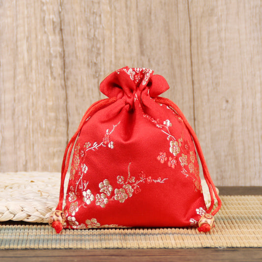 Chinese Style Double Layer Brocade Jewelry Bag 12x4x7.5in