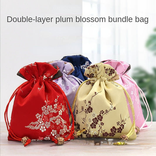 Chinese Style Double Layer Brocade Jewelry Bag 12x4x7.5in