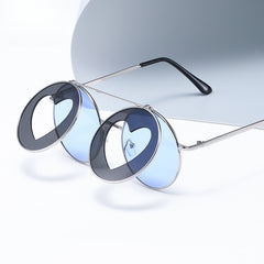 Steampunk Round Flip Sunglasses Vintage Y2K Double Layer Eyewear