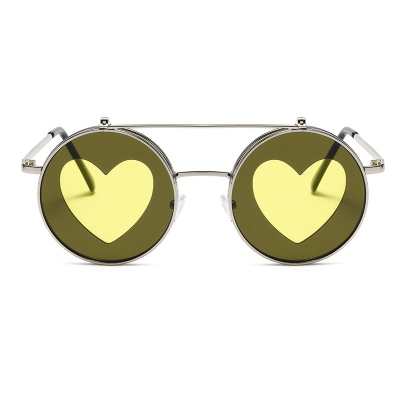 Steampunk Round Flip Sunglasses Vintage Y2K Double Layer Eyewear