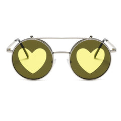 Steampunk Round Flip Sunglasses Vintage Y2K Double Layer Eyewear
