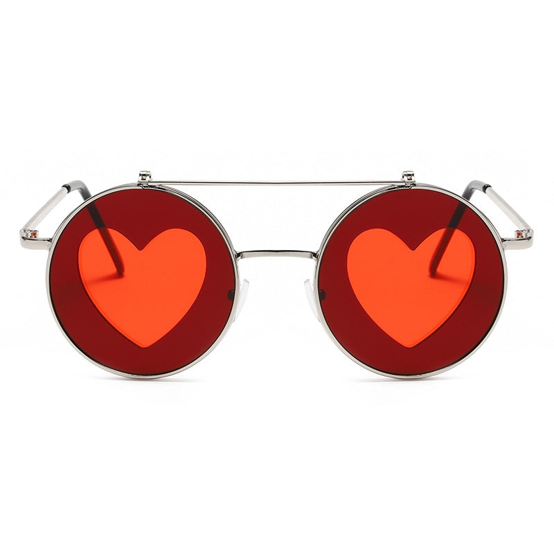 Steampunk Round Flip Sunglasses Vintage Y2K Double Layer Eyewear