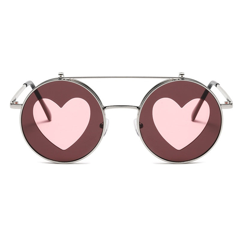 Steampunk Round Flip Sunglasses Vintage Y2K Double Layer Eyewear