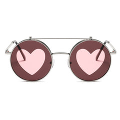 Steampunk Round Flip Sunglasses Vintage Y2K Double Layer Eyewear