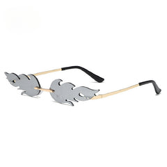 Small Flame Rimless Sunglasses Irregular Hip Hop Women Sunshade Eyeglasses